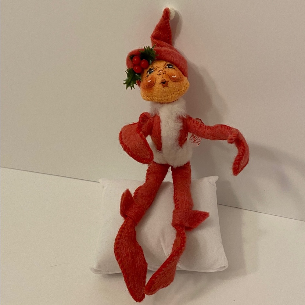 Vintage Annalee Red Elf Pixie Posable Doll 8" Christmas 1990 Decor Handmade USA - Picture 11 of 15